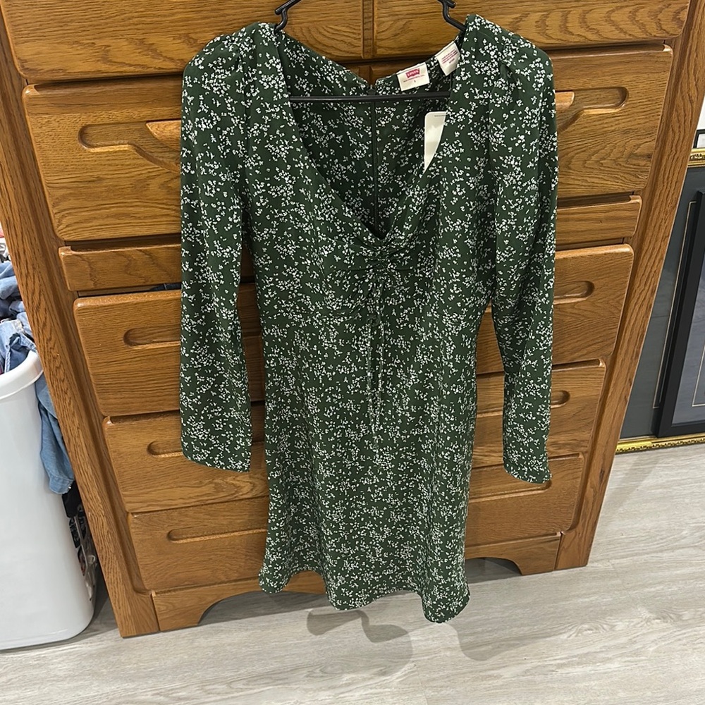 Levi's Green Sequin Long Sleeve Sheath Dress